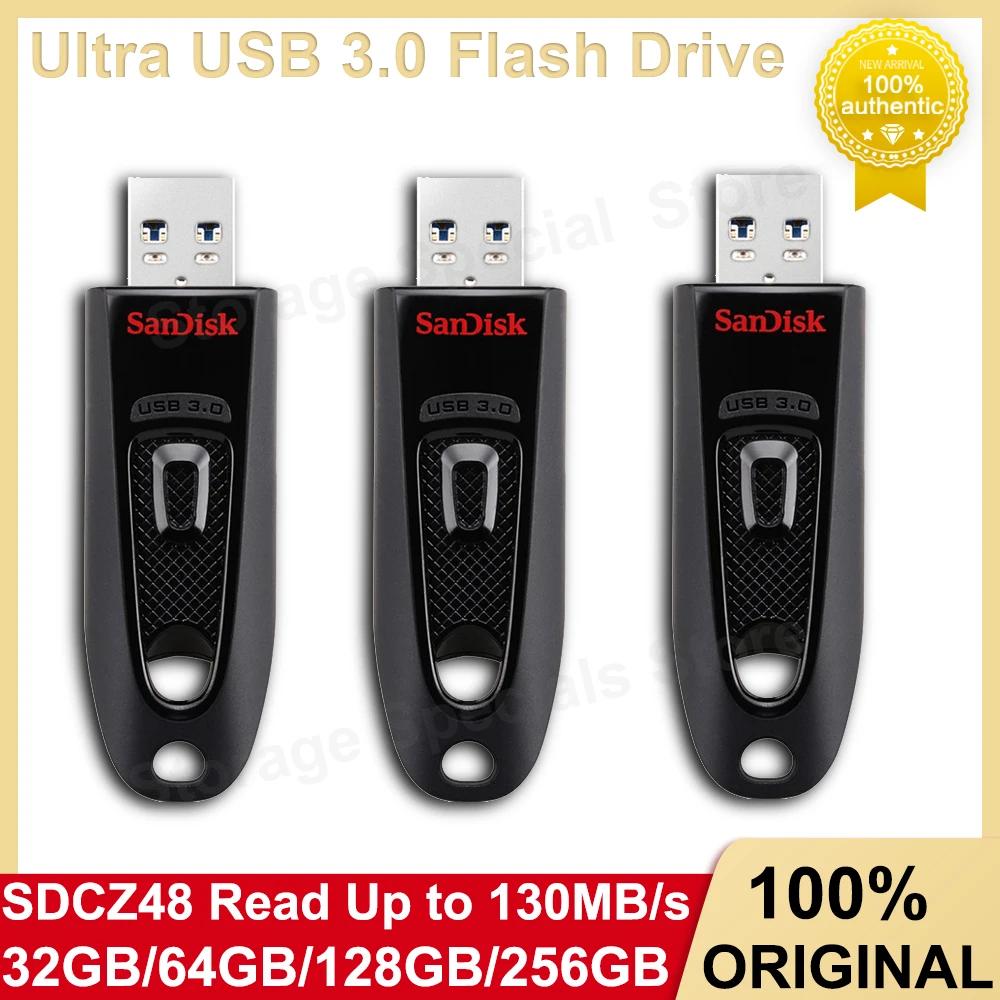 SanDisk Ultra USB 3.0 ÷ ̺,  Ƽ   ̺, PC  U ũ, 64GB, 128GB, 256GB, 512GB, ִ 130MB/s б